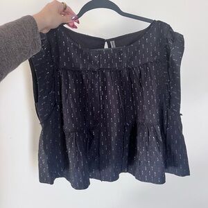 Anthropologie Black Blouse with Subtle Pattern